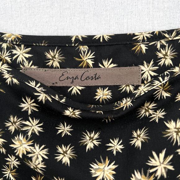 ENZA COSTA Tiered Spaghetti strap Dress Womens Small Black Floral Print Cotton - Picture 12 of 16